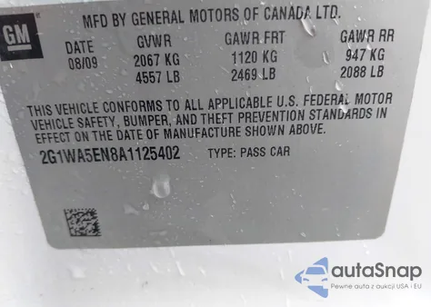 2010 Chevrolet Impala Ls from USA, damaged, VIN 2G1WA5EN8A1125402